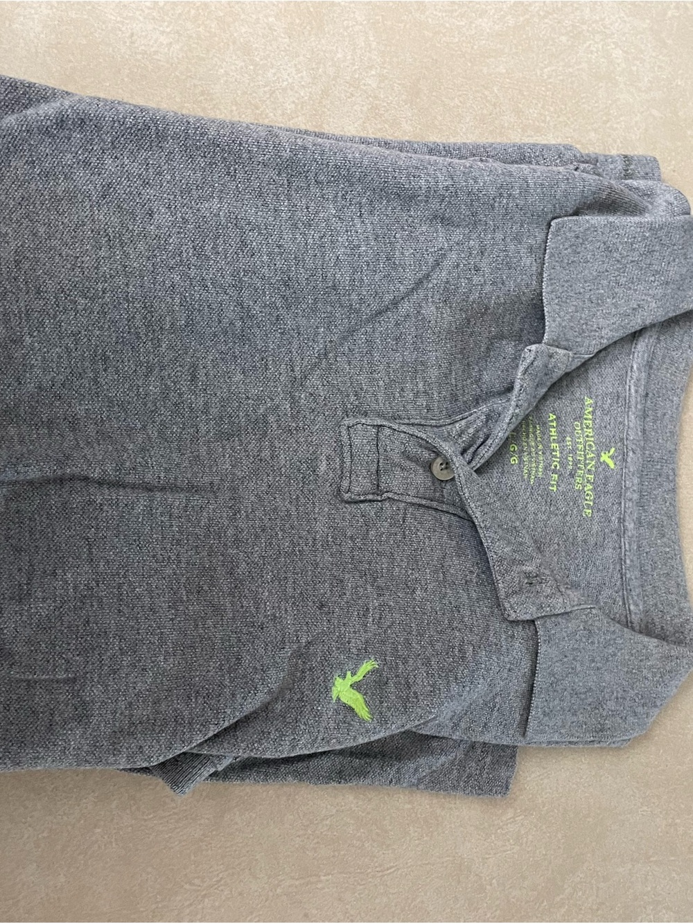 American Eagle Outfitters Gray Heather V-Neck Sweater with Lime Logo